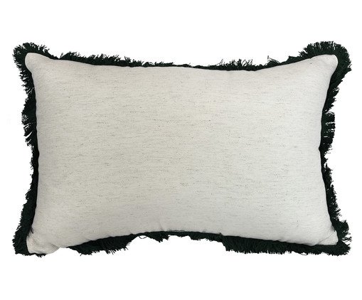 Almofada Sarja Cru com Franja Marabu Verde l, white | WestwingNow