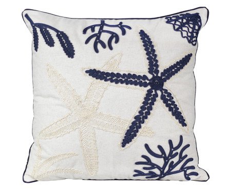 Almofada Linho Cru e Boucle Estrela Marinho | Westwing