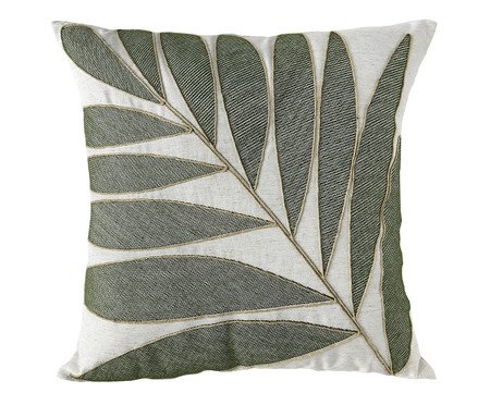 Almofada Linho Cru Rami Verde Folha | Westwing