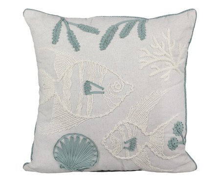 Almofada Linho Cru e Boucle Peixe Tiffany | Westwing