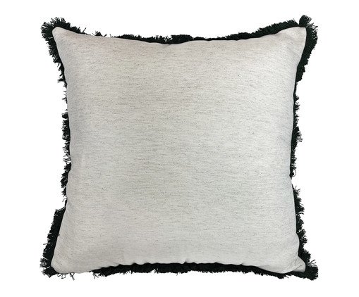 Almofada Sarja Cru com Franja Marabu Verde, white | WestwingNow