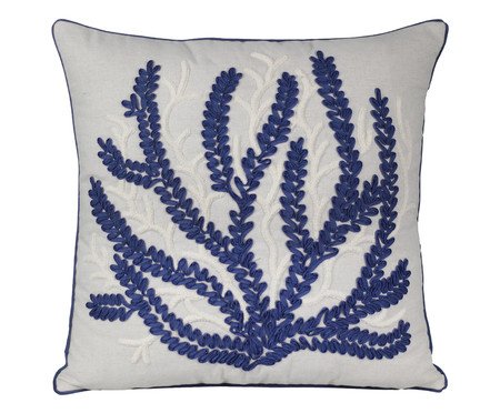 Almofada Linho Cru e Boucle Coral Azul | Westwing