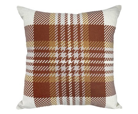 Almofada Linho Xadrez Terracota Estampa l | Westwing