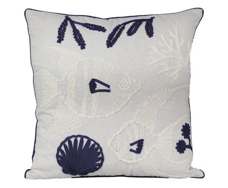 Almofada Linho Cru e Boucle Peixe Marinho | Westwing