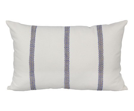 Almofada Sarja Cru Rami Rendado Azul | Westwing