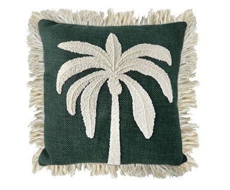 Almofada Linho Verde Bouclé Cru Coqueiro | Westwing