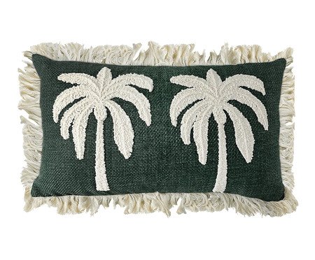 Almofada Linho Verde Bouclé Cru Coqueiros | Westwing
