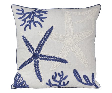 Almofada Linho Cru e Boucle Estrela Azul | Westwing