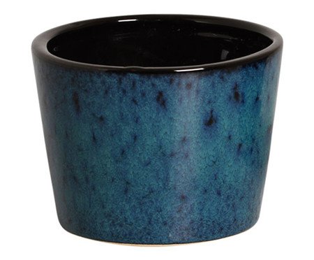 Vaso Kalanchoe Esmaltado Azul e Preto | Westwing