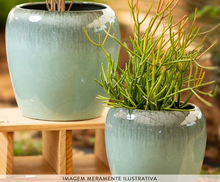 Vaso Paisagismo Esmaltado Moderno Azul Nevoa | Westwing
