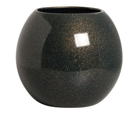 Vaso Paisagismo Oval Azul Petróleo e Dourado | Westwing