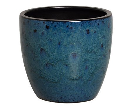 Vaso Orquídea Esmaltado Azul e Preto | Westwing