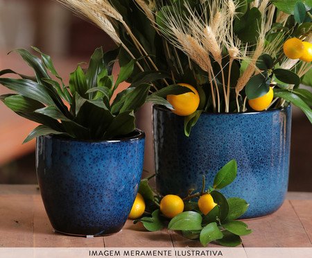 Vaso Linha Cuias Esmaltado Azul e Preto | Westwing