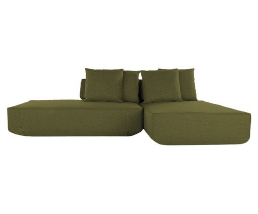 Sofá Ilha 2 Módulos Chaise Ipuã Verde, green | WestwingNow