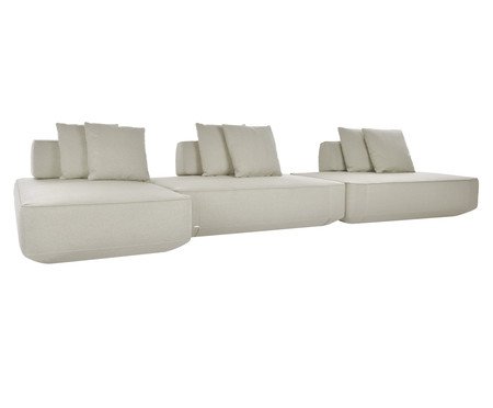 Sofá Ilha 3 Módulos Chaise Ipuã Off-White | Westwing