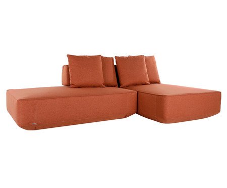 Sofá Ilha 2 Módulos Chaise Ipuã Terracota | Westwing