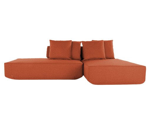 Sofá Ilha 2 Módulos Chaise Ipuã Terracota, Terracotta | WestwingNow