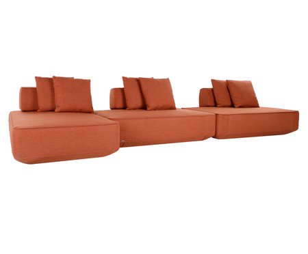 Sofá Ilha 3 Módulos Chaise Ipuã Terracota | Westwing