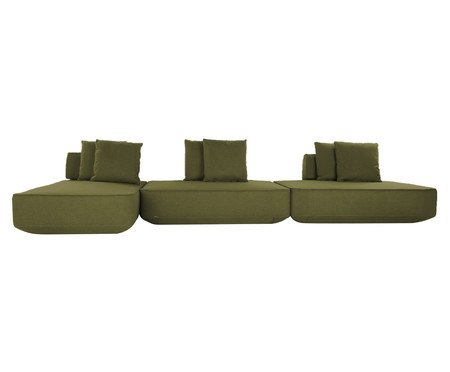 Sofá Ilha 3 Módulos Chaise Ipuã Verde | Westwing
