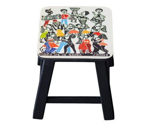 Banquinho Xilogravura J Borges Forró Pé De Serra, multicolor | WestwingNow