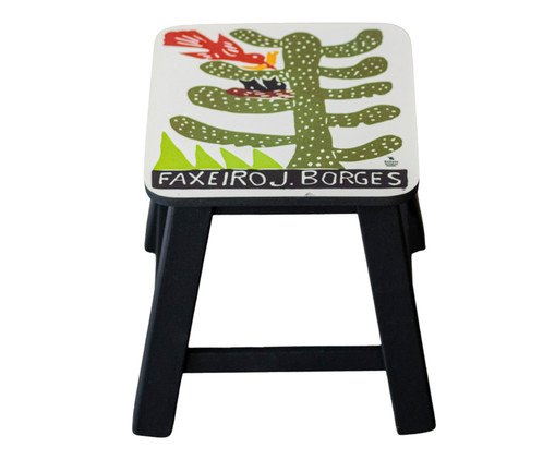 Banquinho Xilogravura J Borges O Faxeiro, multicolor | WestwingNow