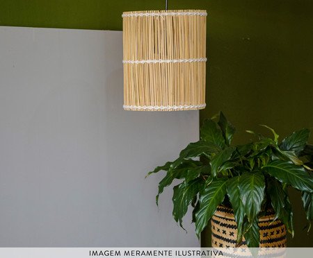 Luminária Pendente De Palha Natural Tubinho P | Westwing
