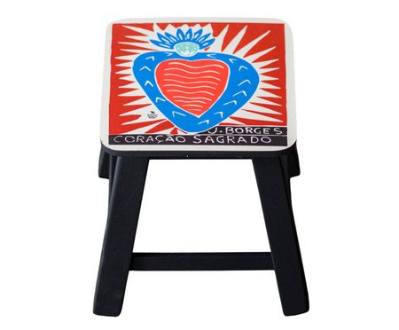 Banquinho Xilogravura J Borges Coração Sagrado | Westwing