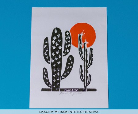 Xilogravura Bacaro Borges Mandacaru 2 Vermelho | Westwing