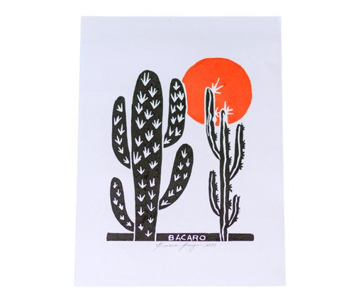Xilogravura Bacaro Borges Mandacaru 2 Vermelho, multicolor | WestwingNow
