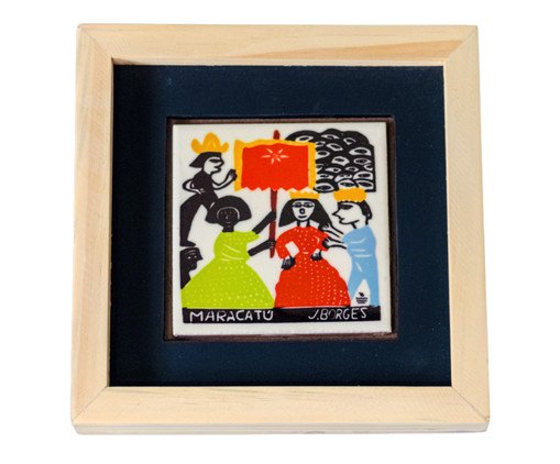 Quadrinho Azulejo Xilogravura J Borges Maracatu, multicolor | WestwingNow