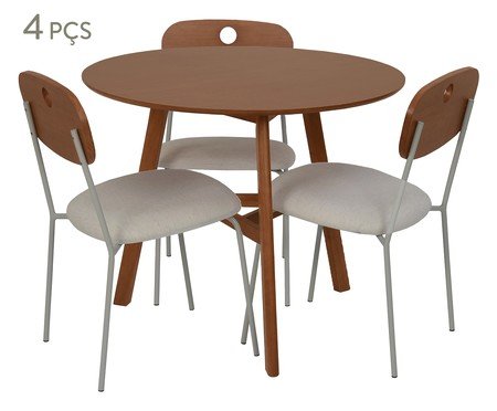 Conjunto de Mesa Mira e 3 Cadeiras Mira  Bege | Westwing