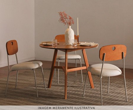 Conjunto de Mesa Mira e 3 Cadeiras Mira  Bege | Westwing