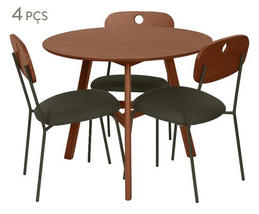 Conjunto de Mesa Mira e 3 Cadeiras Mira  Verde, brown | WestwingNow