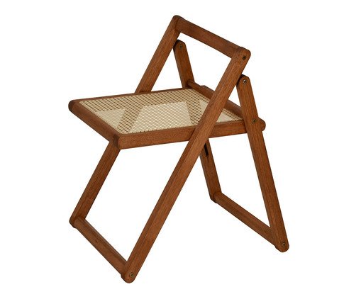 Cadeira Lira Dobrável em Madeira e Rattan, brown | WestwingNow