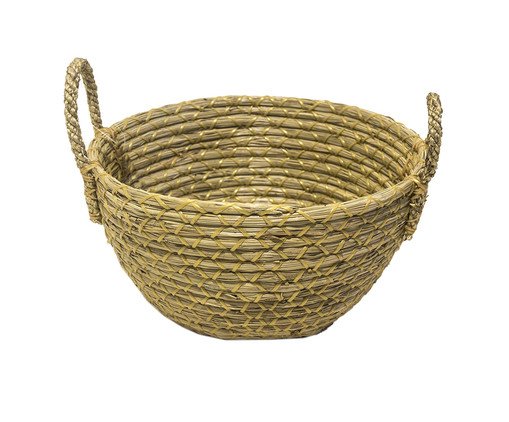 Cesta Pequena em Fibra Natural com Alças Bege, multicolor | WestwingNow