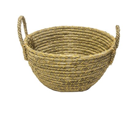 Cesta Pequena em Fibra Natural com Alças Bege | Westwing