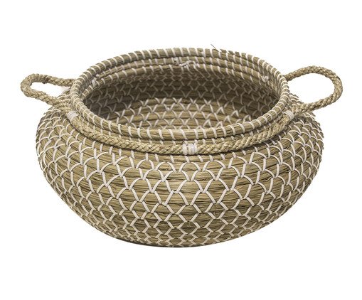 Cesta Pequena em Fibra Natural com Alças Ingá Bege, multicolor | WestwingNow