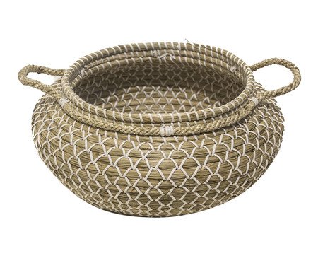 Cesta Pequena em Fibra Natural com Alças Ingá Bege | Westwing