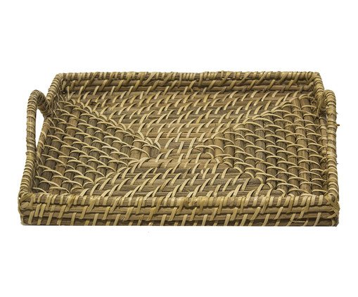 Bandeja Pequena Retangular em Rattan Bege, multicolor | WestwingNow