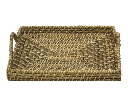 Bandeja Pequena Retangular em Rattan Bege | Westwing