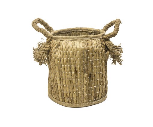 Cesta Pequena em Fibra Natural com Alças Wick Bege, multicolor | WestwingNow