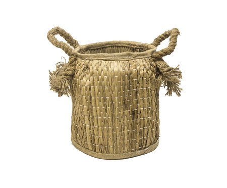 Cesta Pequena em Fibra Natural com Alças Wick Bege | Westwing