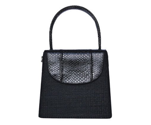 Bolsa Catarina em Palha e Couro Preta, Preto | WestwingNow