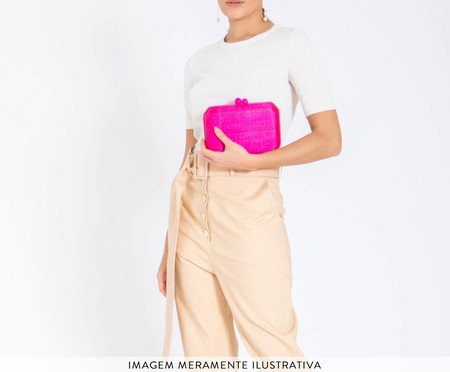 Bolsa Clucth Laura em Palha Rosa Pink | Westwing