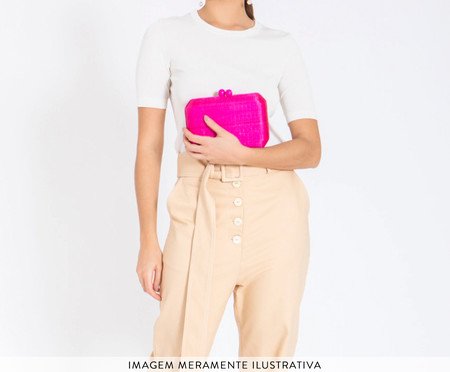 Bolsa Clucth Laura em Palha Rosa Pink | Westwing