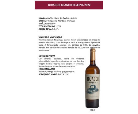 Vinho Bojador Branco Reserva 2022 | Westwing