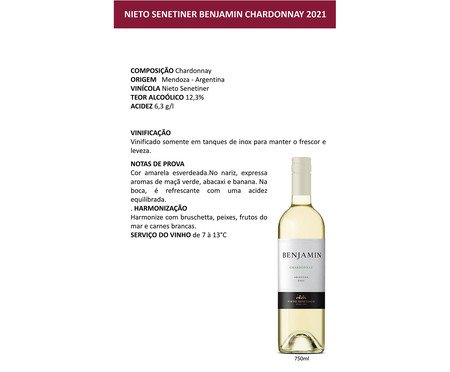 Vinho Nieto Senetiner Benjamin Chardonnay | Westwing