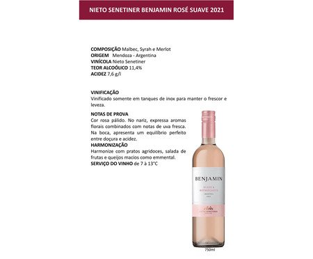 Vinho Nieto Senetiner Benjamin Rosé Suave | Westwing