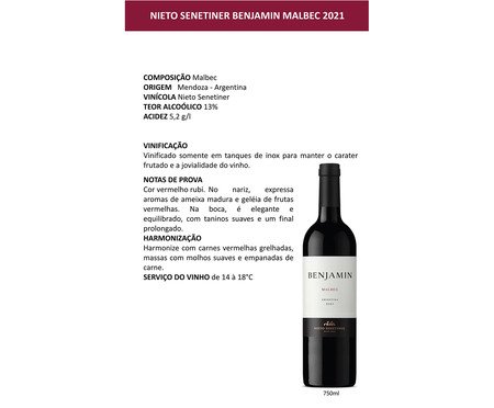 Vinho Nieto Senetiner Benjamin Malbec | Westwing