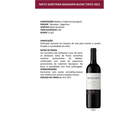 Vinho Nieto Senetiner Benjamin Blend Tinto | Westwing